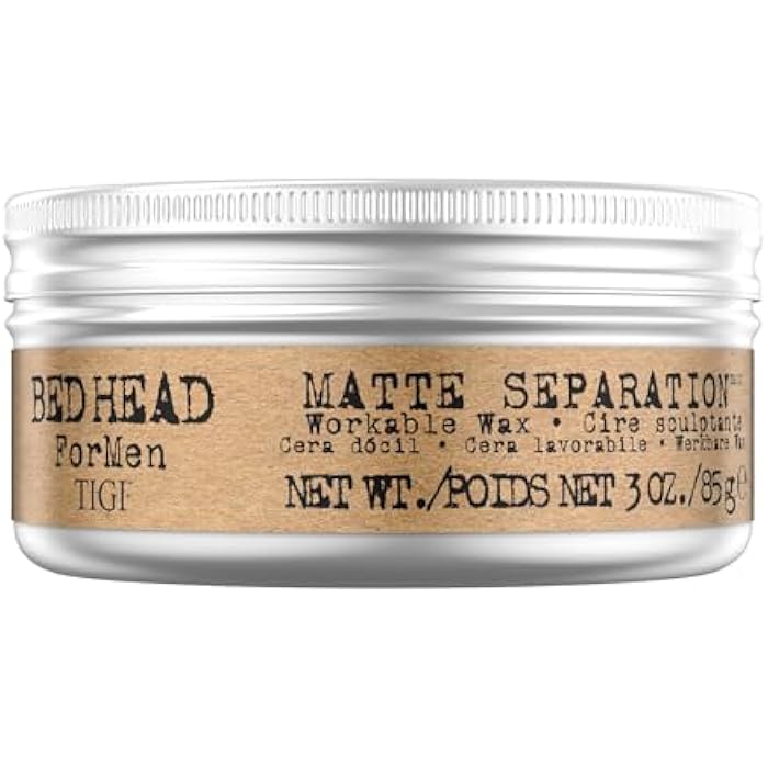 Bed Head For Men by TIGI | Matte Separation Styling Hair Wax | Professional Firm Hold for Men | Hair Styling Product with Beeswax | For Short with Medium Length Hair | 85 g